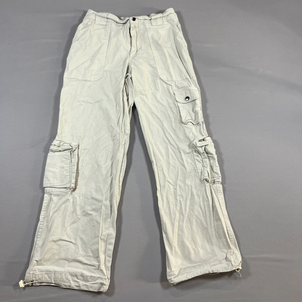Forever 21 Cargo Pants Womens Small Beige Mid Rise Wide Leg Utility Pocket Y2k
